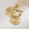 1 Pair Ig Style Retro Round Oval Polishing Plating Inlay Stainless Steel Zircon 18k Gold Plated Drop Earrings