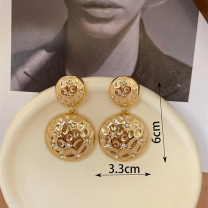 1 Pair Ig Style Retro Round Water Droplets Plating Inlay Alloy Zinc Rhinestones Drop Earrings