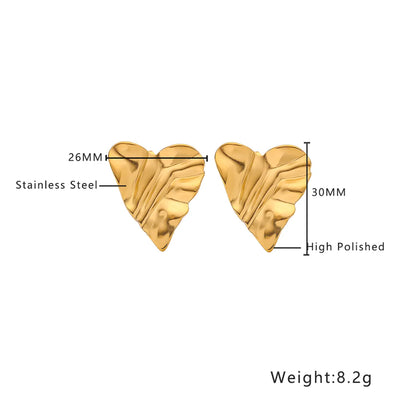 1 Pair IG Style Retro Simple Style Irregular Round Heart Shape Irregular Plating 304 Stainless Steel Titanium Steel 18K Gold Plated Drop Earrings Ear Studs