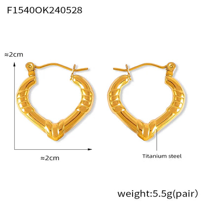 1 Pair IG Style Retro Simple Style Solid Color 304 Stainless Steel 18K Gold Plated Earrings