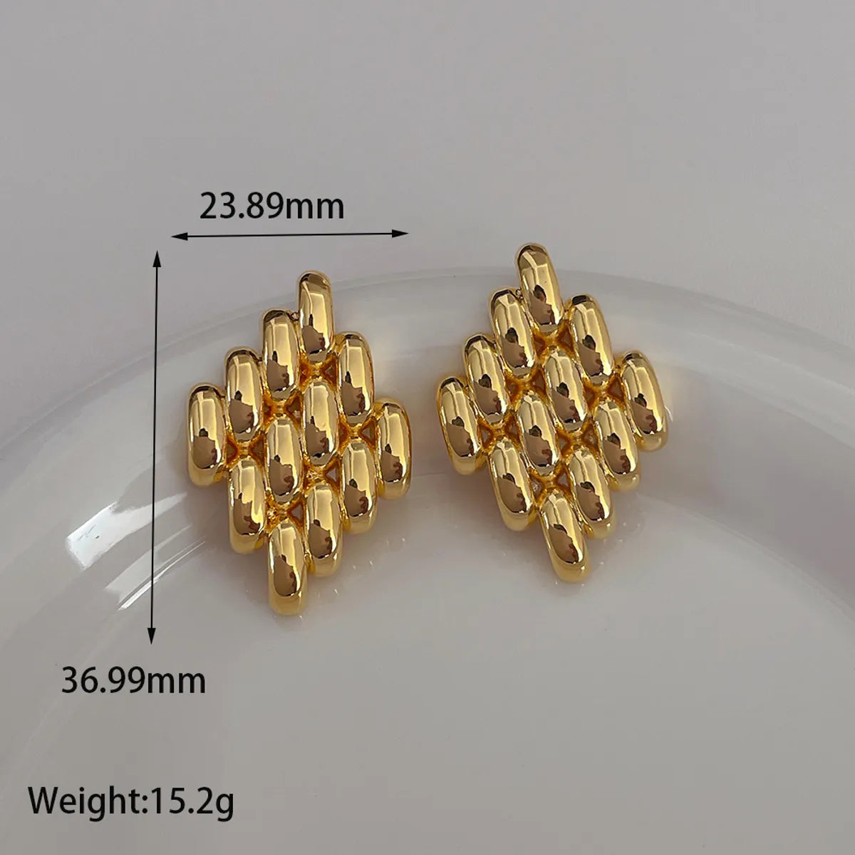 1 Pair Ig Style Rhombus Plating Copper 18k Gold Plated Ear Studs