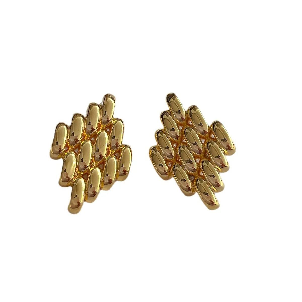 1 Pair Ig Style Rhombus Plating Copper 18k Gold Plated Ear Studs