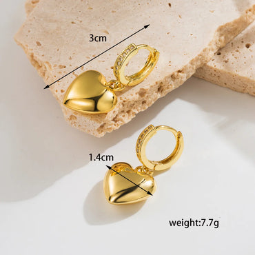 1 Pair Ig Style Romantic Heart Shape Plating Hollow Out Inlay Copper Zircon 18k Gold Plated Drop Earrings