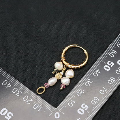 1 Pair Ig Style Round Beaded Freshwater Pearl Sterling Silver 18k Gold Plated Drop Earrings