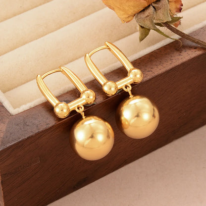 1 Pair Ig Style Round Copper 18k Gold Plated Drop Earrings