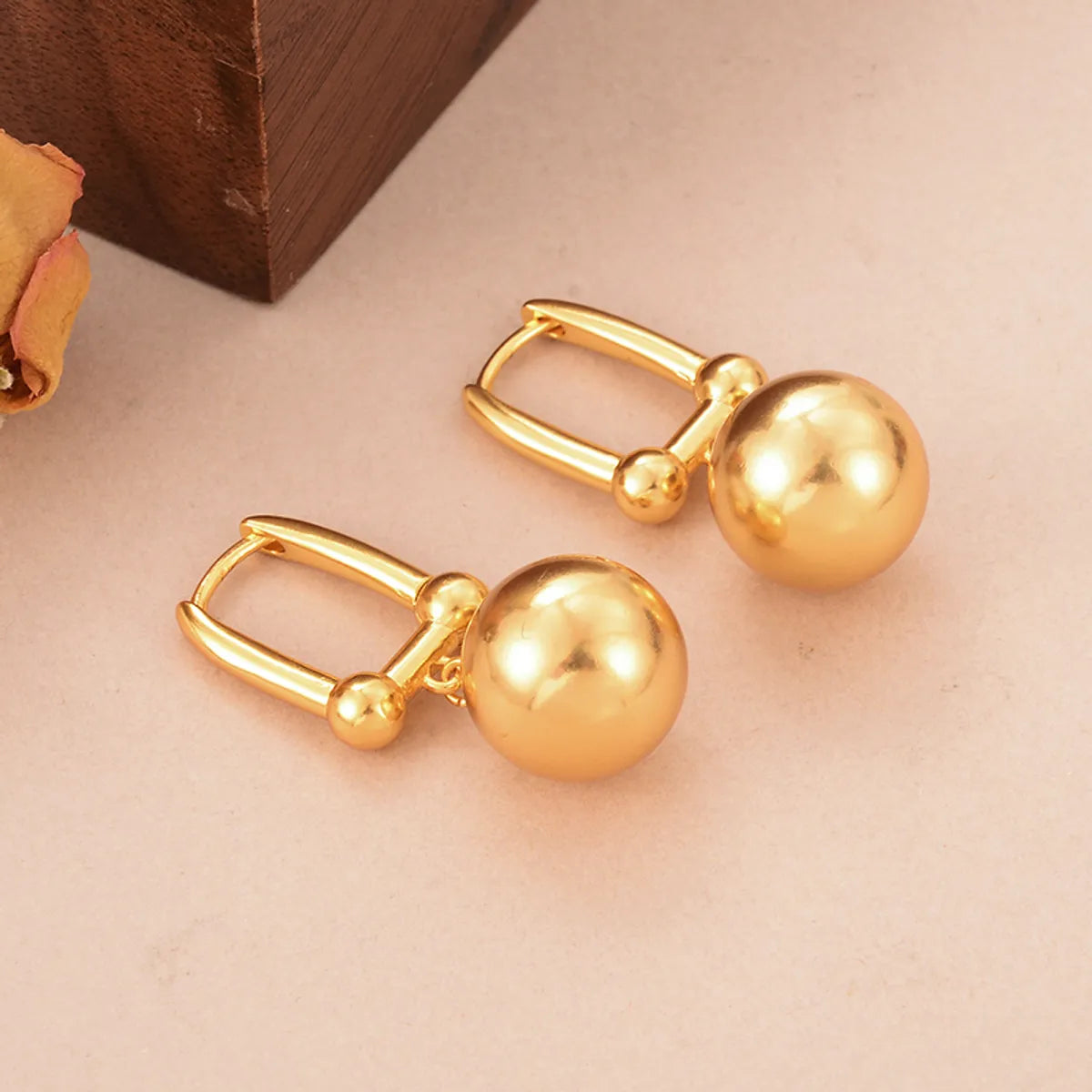 1 Pair Ig Style Round Copper 18k Gold Plated Drop Earrings