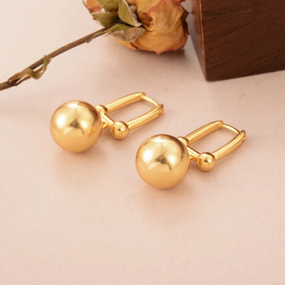 1 Pair Ig Style Round Copper 18k Gold Plated Drop Earrings