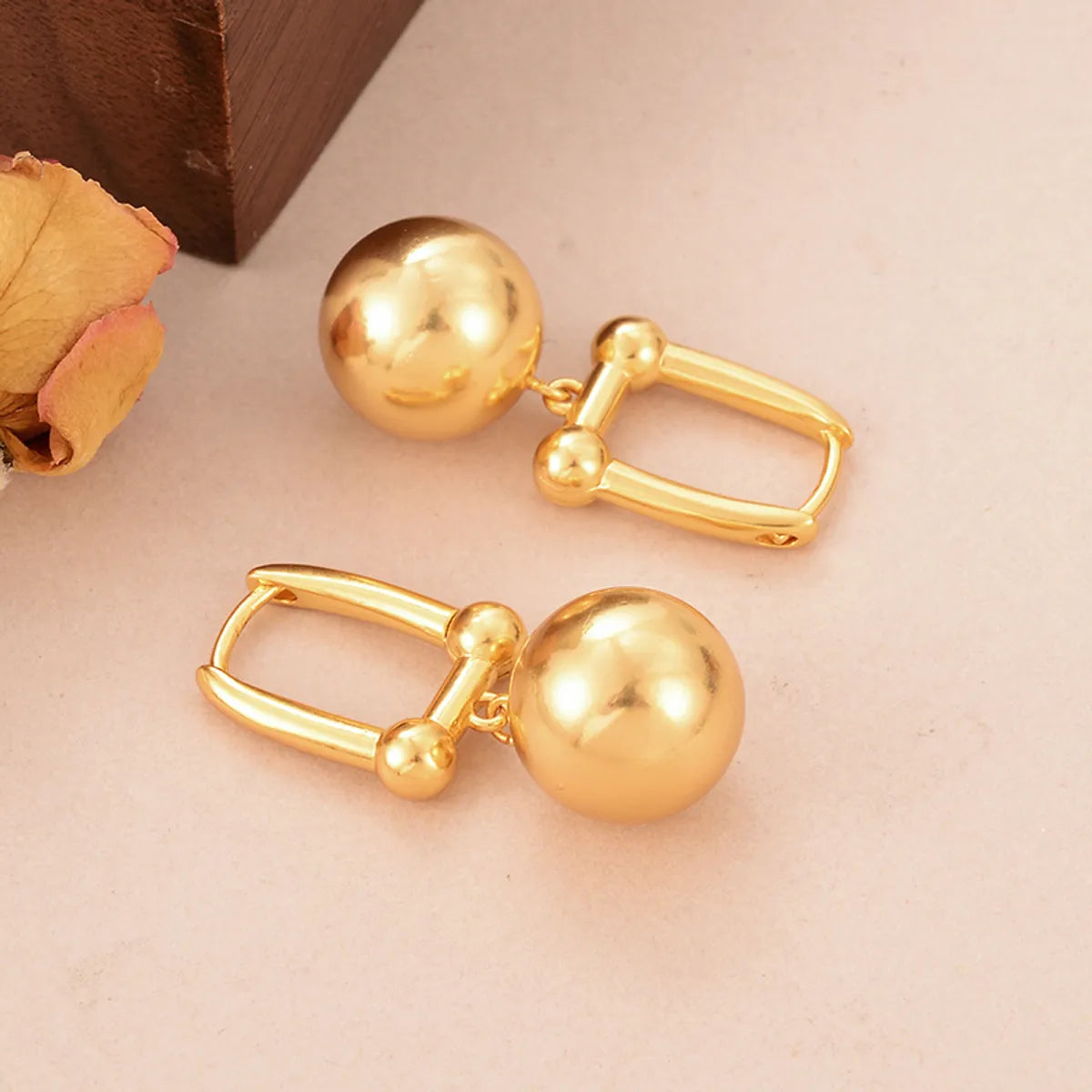 1 Pair Ig Style Round Copper 18k Gold Plated Drop Earrings