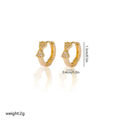 1 Pair IG Style Round Heart Shape Inlay Brass Zircon Earrings