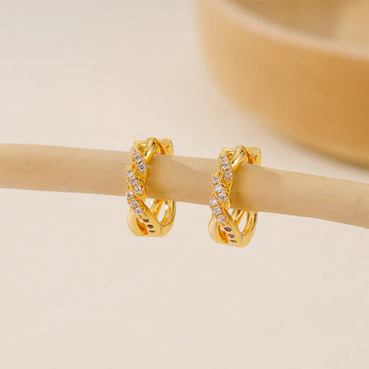 1 Pair IG Style Round Heart Shape Inlay Brass Zircon Earrings