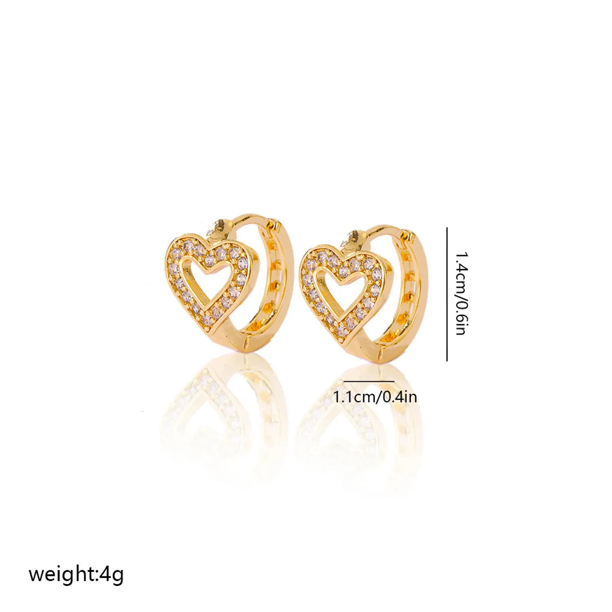 1 Pair IG Style Round Heart Shape Inlay Brass Zircon Earrings