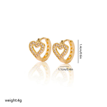 1 Pair IG Style Round Heart Shape Inlay Brass Zircon Earrings