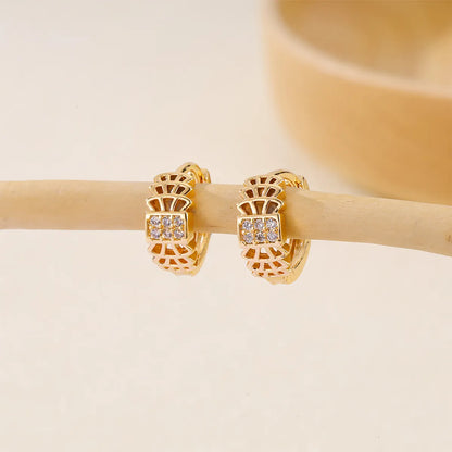 1 Pair IG Style Round Heart Shape Inlay Brass Zircon Earrings