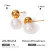 1 Pair IG Style Round Inlay 304 Stainless Steel Artificial Pearls 18K Gold Plated Ear Studs