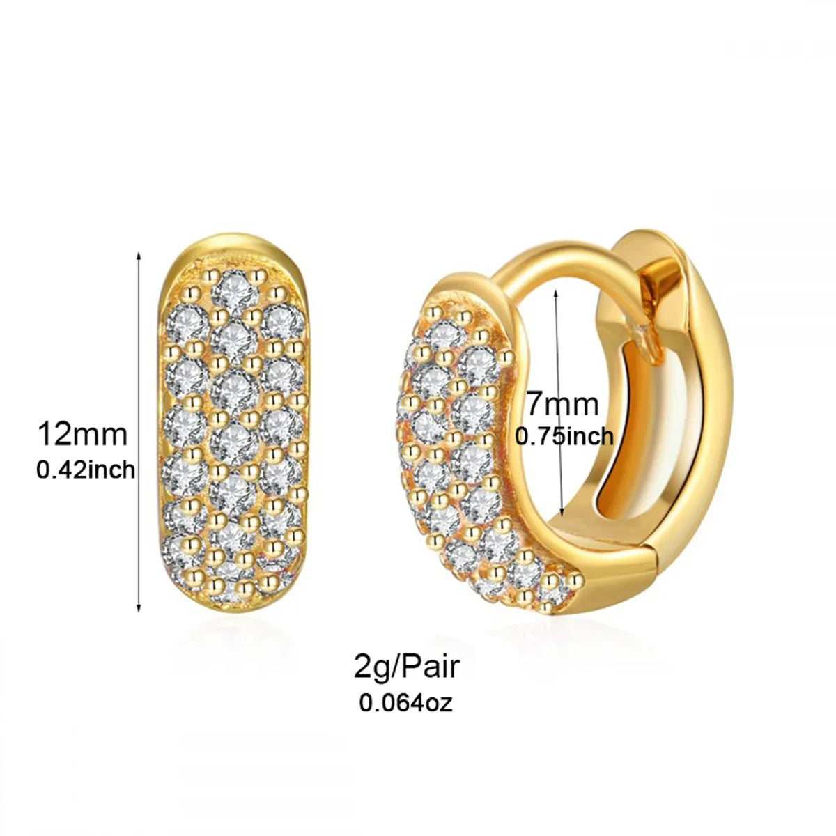 1 Pair Ig Style Round Plating Inlay Copper Zircon White Gold Plated Gold Plated Earrings