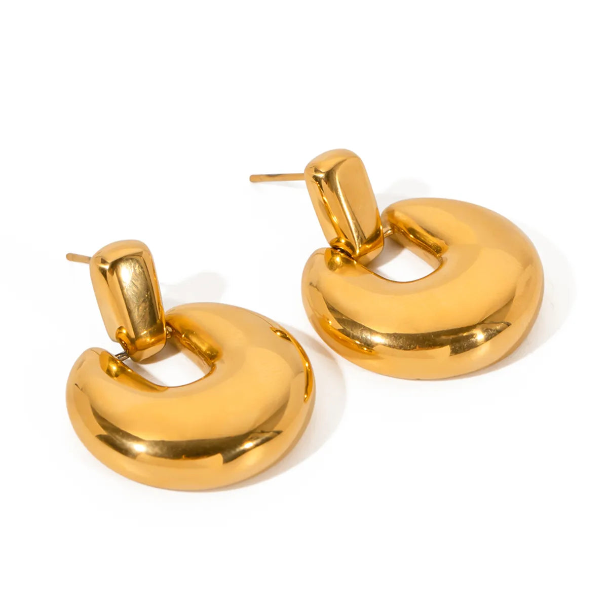 1 Pair Ig Style Round Plating Stainless Steel 18k Gold Plated Drop Earrings