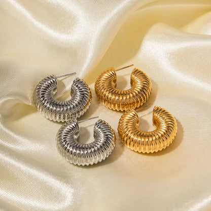 1 Pair Ig Style Round Plating Stainless Steel 18k Gold Plated Earrings