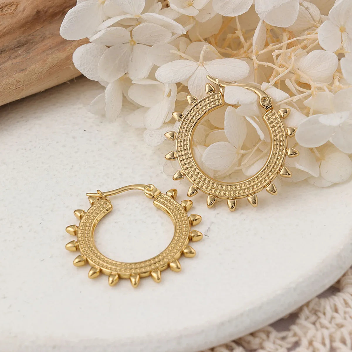 1 Pair Ig Style Round Plating Stainless Steel Earrings