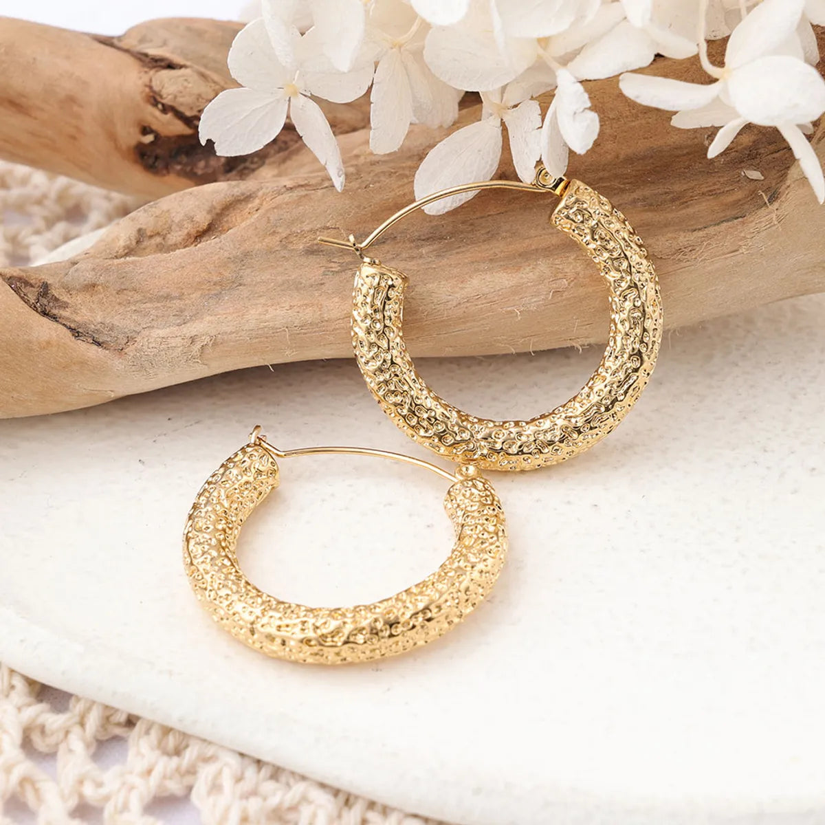 1 Pair Ig Style Round Plating Stainless Steel Hoop Earrings