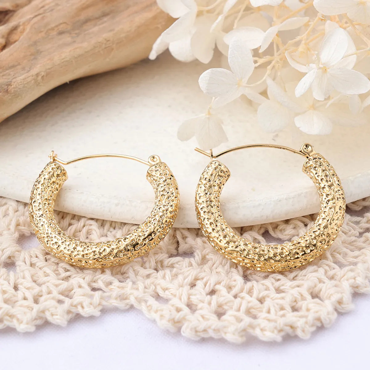 1 Pair Ig Style Round Plating Stainless Steel Hoop Earrings