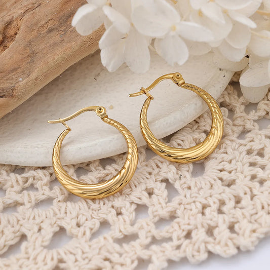 1 Pair IG Style Round Plating Stainless Steel Hoop Earrings