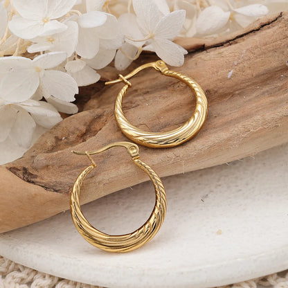 1 Pair IG Style Round Plating Stainless Steel Hoop Earrings