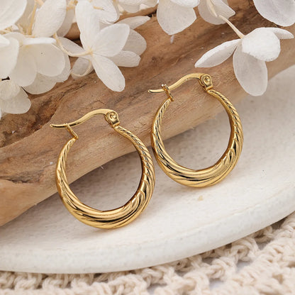 1 Pair IG Style Round Plating Stainless Steel Hoop Earrings