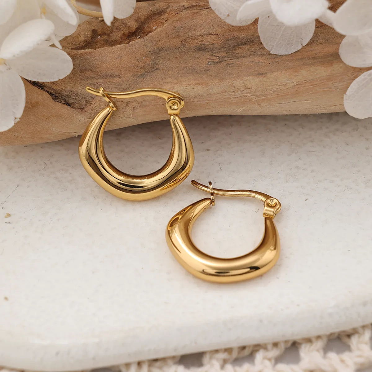 1 Pair IG Style Round Plating Stainless Steel Hoop Earrings