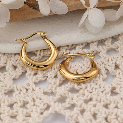 1 Pair IG Style Round Plating Stainless Steel Hoop Earrings