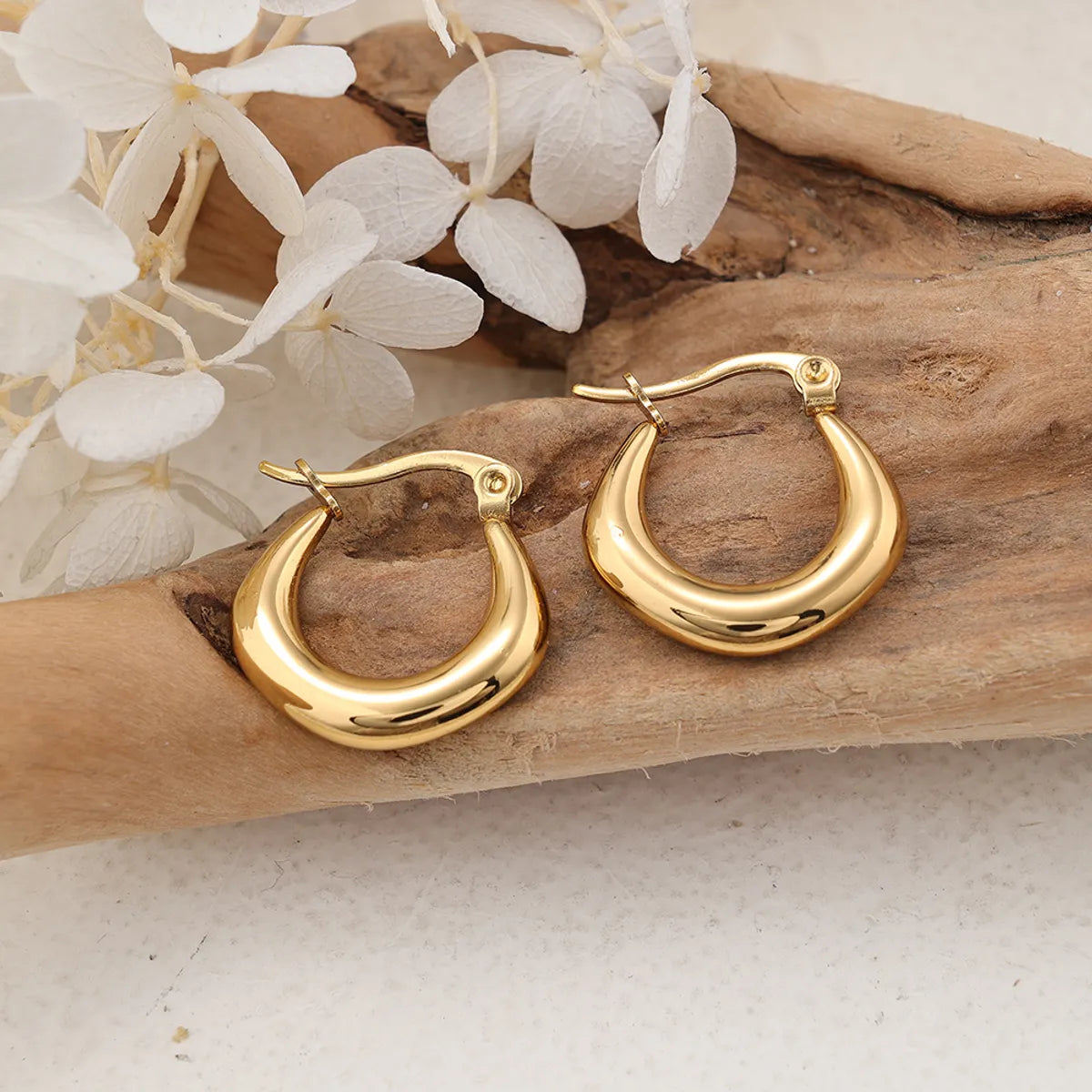 1 Pair IG Style Round Plating Stainless Steel Hoop Earrings