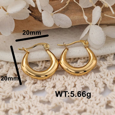 1 Pair IG Style Round Plating Stainless Steel Hoop Earrings