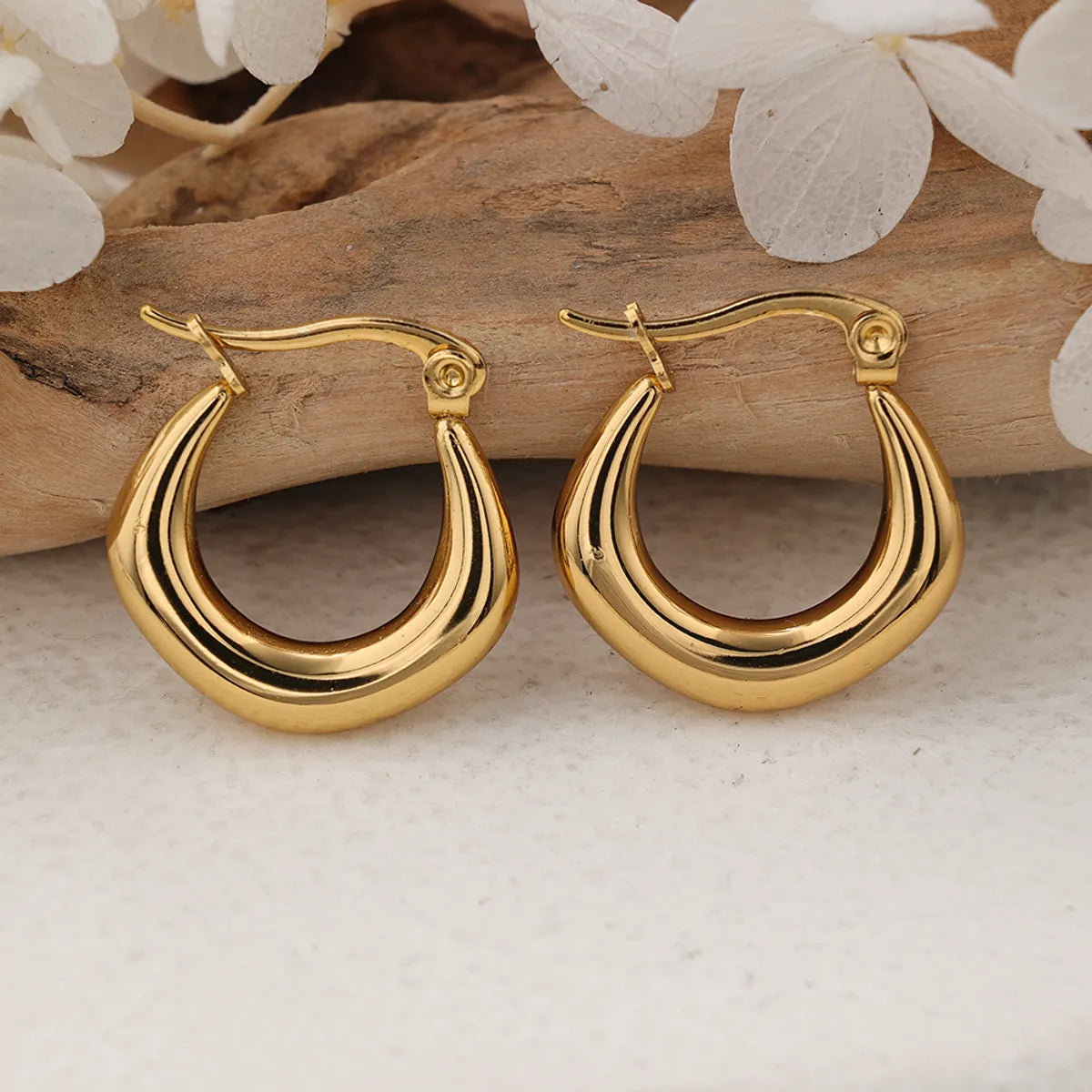 1 Pair IG Style Round Plating Stainless Steel Hoop Earrings