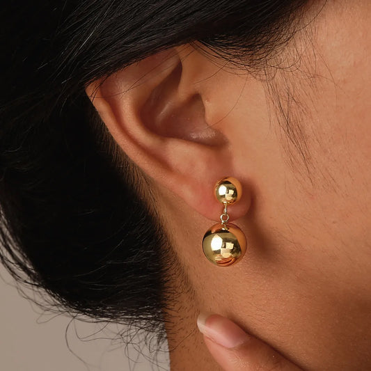 1 Pair IG Style Round Polishing Copper 18K Gold Plated Drop Earrings