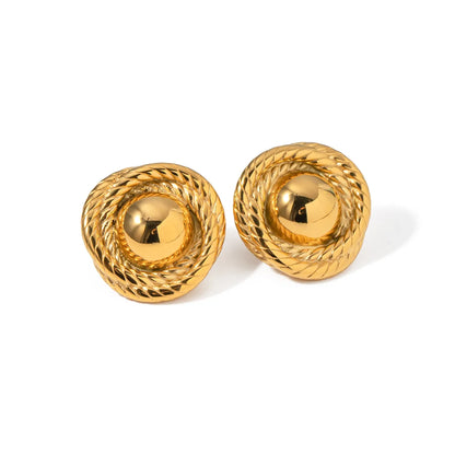 1 Pair Ig Style Round Solid Color Plating Stainless Steel 18k Gold Plated Ear Studs