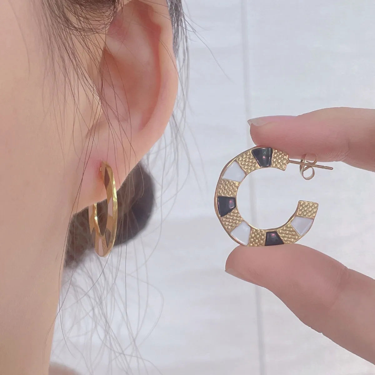 1 Pair Ig Style Round Stainless Steel Earrings