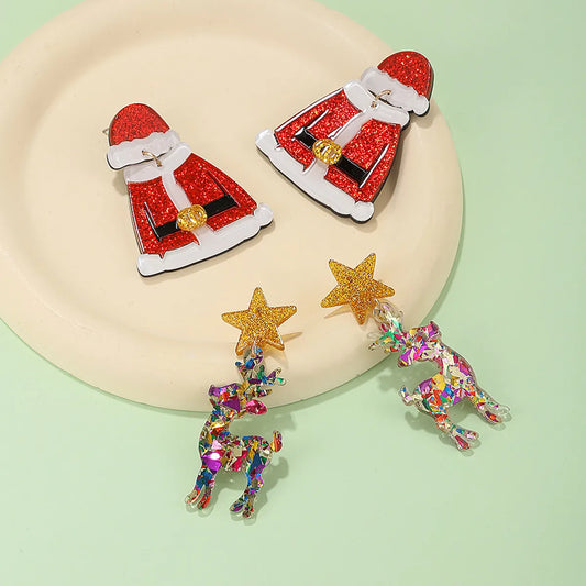 1 Pair Ig Style Santa Claus Elk Arylic Drop Earrings