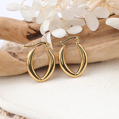 1 Pair Ig Style Semicircle Plating Stainless Steel Hoop Earrings