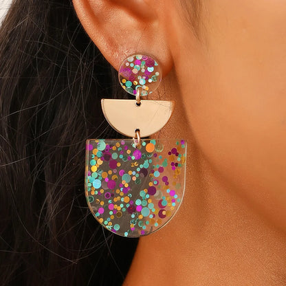 1 Pair IG Style Sequins Plastic Drop Earrings