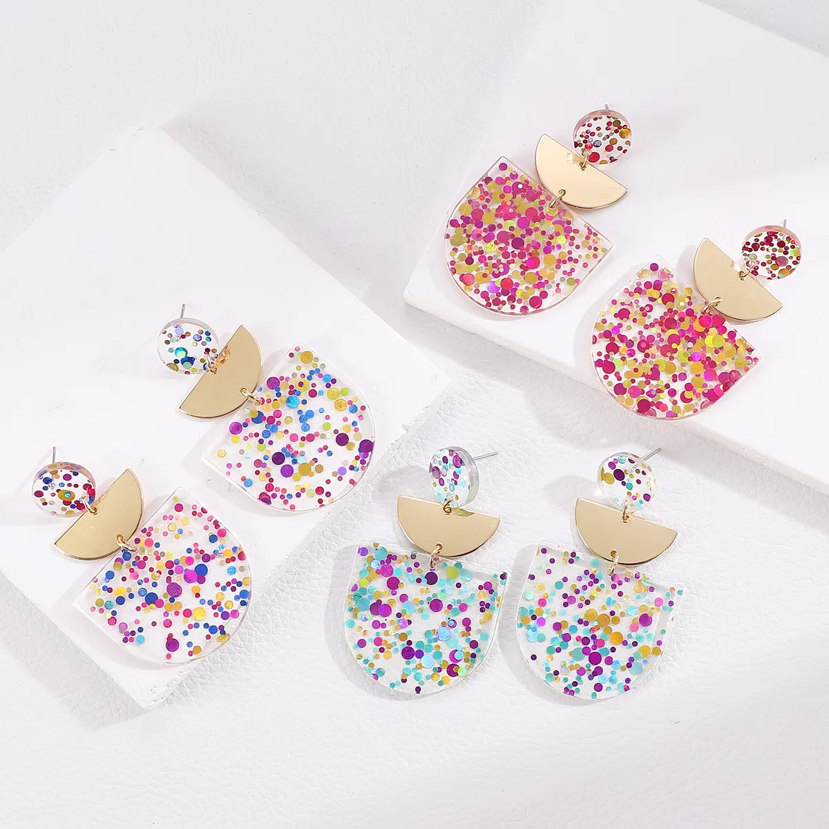 1 Pair IG Style Sequins Plastic Drop Earrings