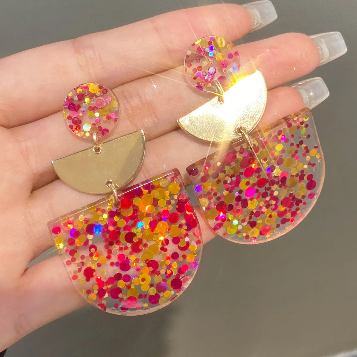 1 Pair IG Style Sequins Plastic Drop Earrings