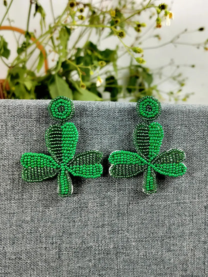 1 Pair Ig Style Shamrock Letter Beaded Handmade Seed Bead Drop Earrings