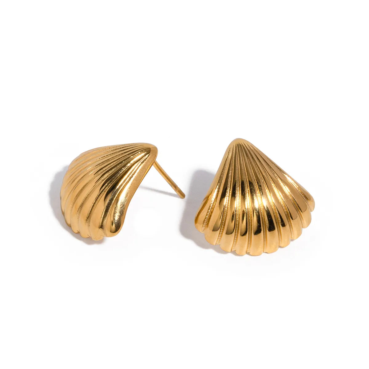 1 Pair Ig Style Shell Plating Stainless Steel 18k Gold Plated Ear Studs