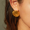 1 Pair IG Style Shell 316 Stainless Steel  18K Gold Plated Ear Studs
