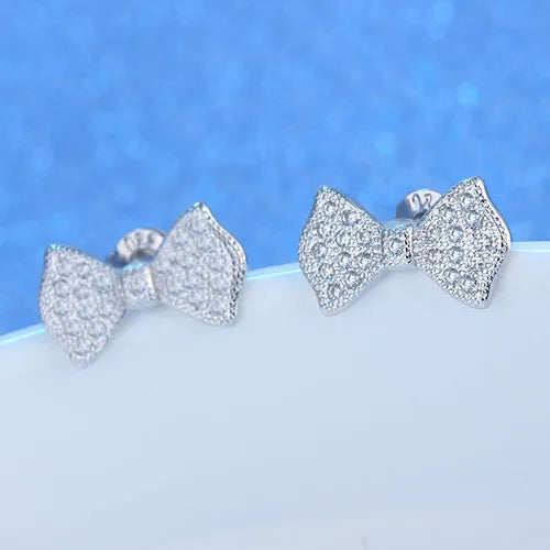 1 Pair IG Style Shiny Bow Knot Inlay Copper Zircon Rose Gold Plated White Gold Plated Ear Studs