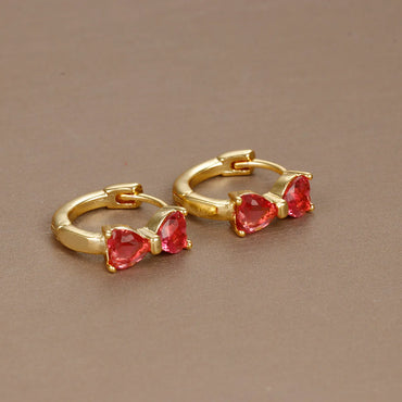 1 Pair Ig Style Shiny Bow Knot Plating Inlay Copper Zircon 18k Gold Plated Earrings