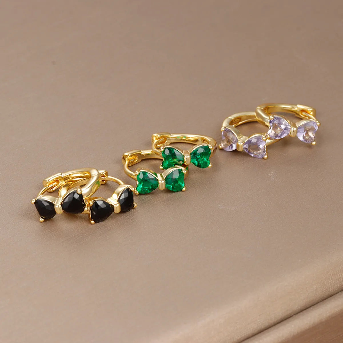 1 Pair Ig Style Shiny Bow Knot Plating Inlay Copper Zircon 18k Gold Plated Earrings