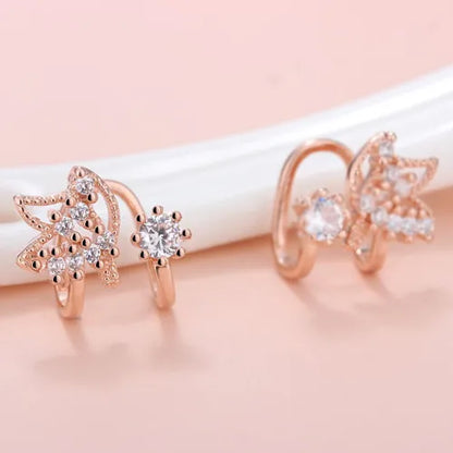 1 Pair IG Style Shiny Geometric Inlay Copper Zircon Rose Gold Plated White Gold Plated Ear Cuffs