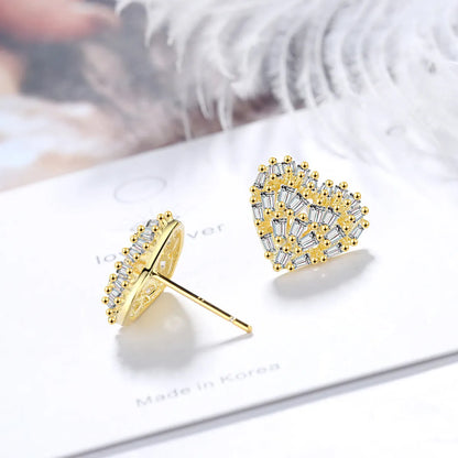 1 Pair Ig Style Shiny Heart Shape Plating Inlay Copper Zircon Ear Studs