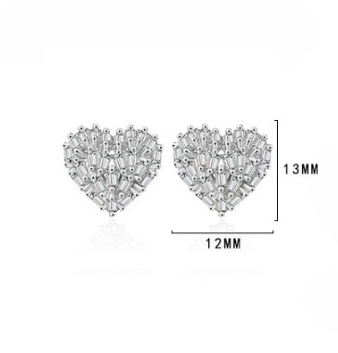 1 Pair Ig Style Shiny Heart Shape Plating Inlay Copper Zircon Ear Studs