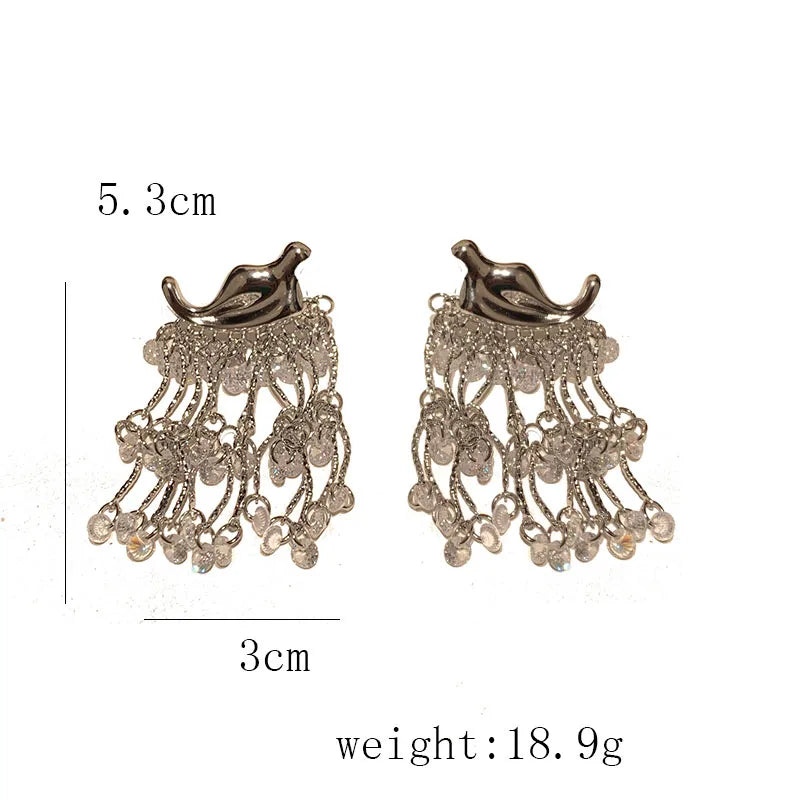 1 Pair IG Style Shiny Leaves Beaded Chain Synthetics Metal Copper K Gold Plated Drop Earrings